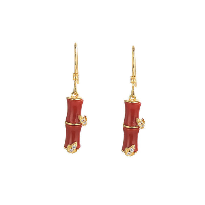 Pendientes colgantes de la suerte de bambú de ágata roja, ojo de gato, crisoberilo, Jade hetiano de plata de ley 925 - Oro - Ágata roja (Confianza ♥Calma) - image 14