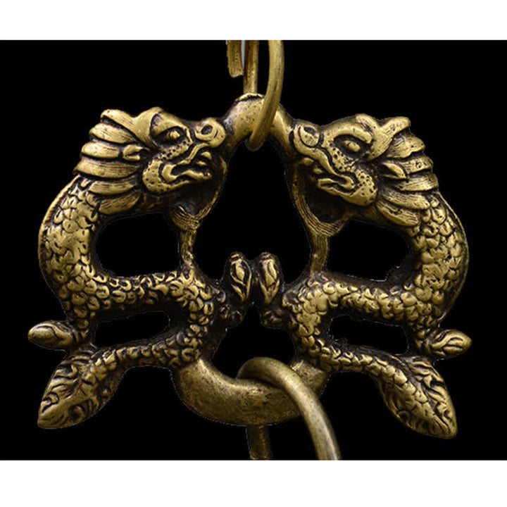 Campana de viento tibetana con grabado de Buda, dragón, campana de cobre, decoración colgante de pared de la suerte
