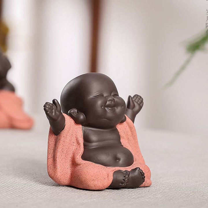 Buddha Stones siempre sonriendo, Buda riéndose, riqueza, suerte, arcilla púrpura, estatua de Maitreya, decoración - image 2