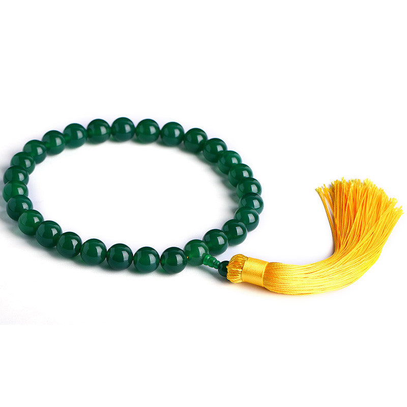 Ágata verde Natural muñeca Mala Power borlas bolsillo Mala decoración del coche