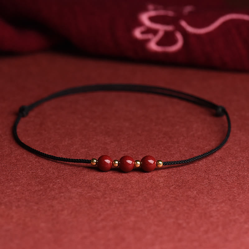 Pulsera tobillera con cuentas de cinabrio de la suerte naturales con Buddha Stones