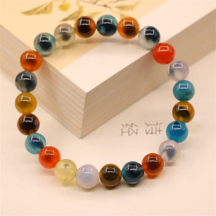 Pulsera colorida de cuentas de fuerza curativa de ágata de caramelo