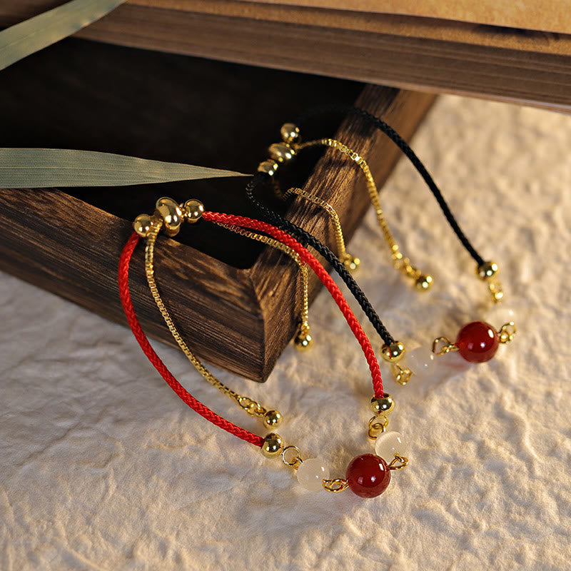 Pulsera de confianza con hilo trenzado y ojo de gato de ágata roja con Buddha Stones - image 2