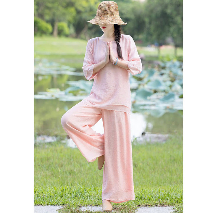 Conjunto de ropa de práctica matutina espiritual Zen para meditación y oración de Tai Chi, conjunto para mujer - image 21