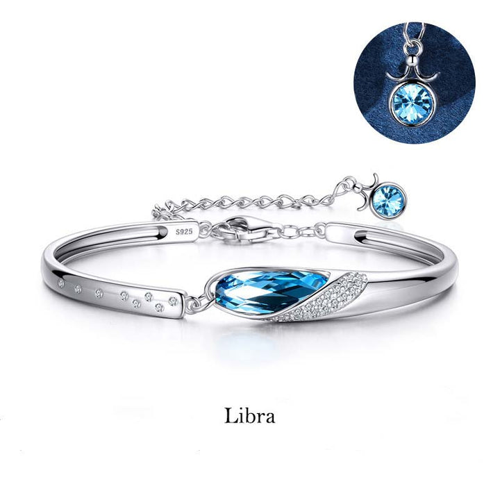 Pulsera con dijes de las 12 constelaciones del zodíaco de cobre bañado en plata 925 con Buddha Stones