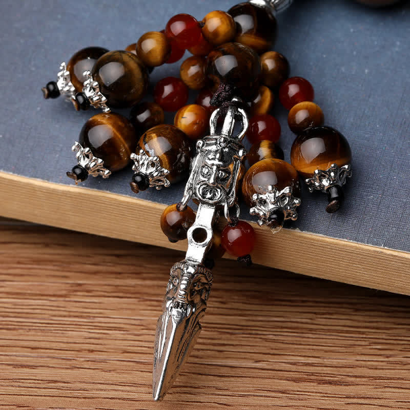 Ojo de Tigre Natural, ágata roja, vena de dragón, piedra de ágata, pulsera curativa de poder Vajra Dorje, decoración del coche
