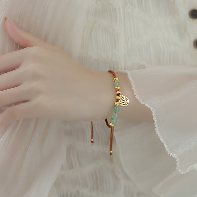 Pulsera de cuerda con Buddha Stones , personaje Fu