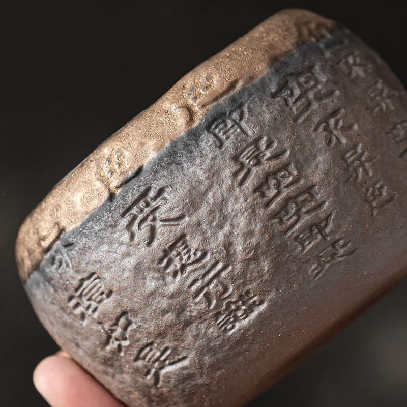 Taza de té de cerámica grabada con Sutra del corazón de Buddha Stones, taza de té de Kung Fu de 130ml