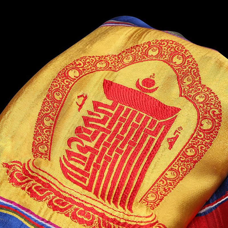 Bendición de la suerte tibetana, mantra de loto multicolor, decoración jacquard Khata - image 4