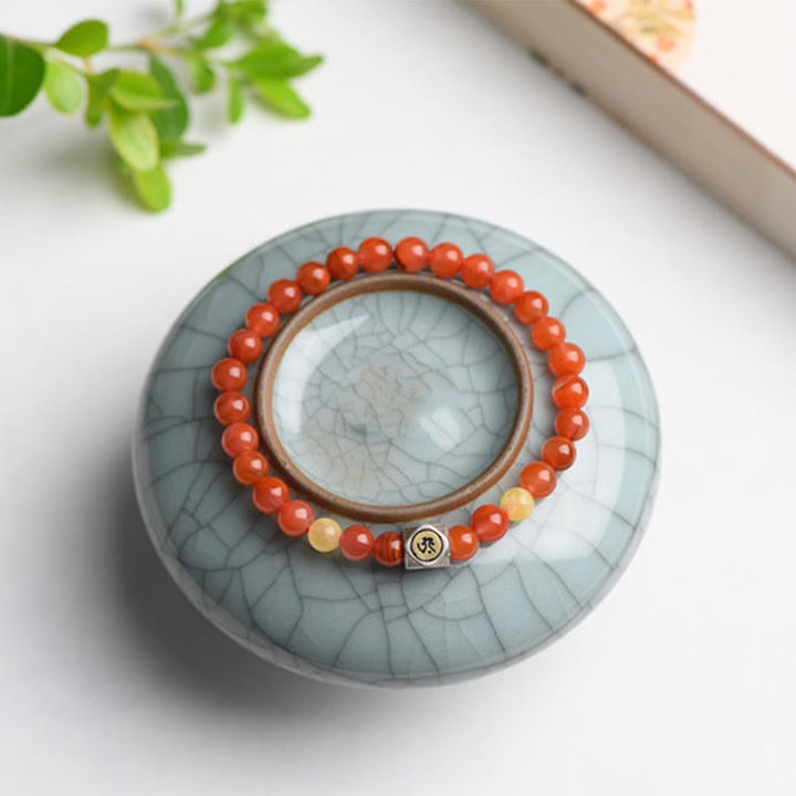 Buddha Stones, Plata de Ley 925, amuleto de Buda natal del zodiaco chino, ágata roja, ámbar, pulsera de autoaceptación