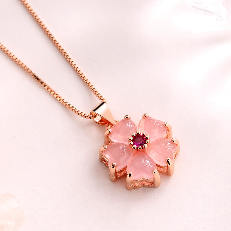 Colgante de collar relajante con Buddha Stones, cristal rosa, corazón de amor, flor