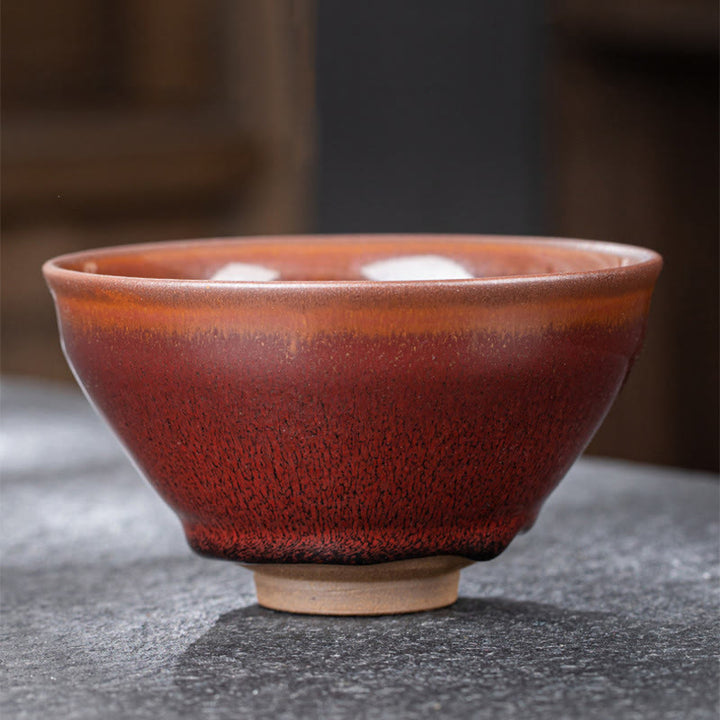 Taza de té de porcelana Jianzhan chino, Vintage, rojo, marrón , Buddha Stones , taza de té de Kung Fu