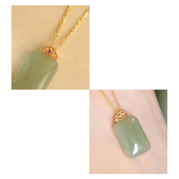 Plata de Ley 925 Natural Hetian Jade cian Jade suerte riendo Buda mariposa collar colgante - image 46