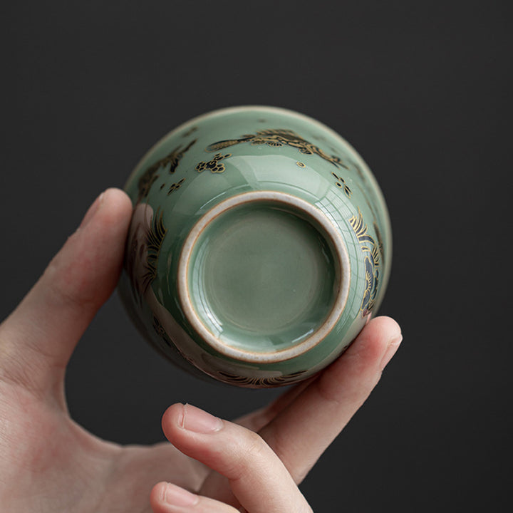 Taza de té de Buddha Stones, flor de mariposa, loto, pez Koi, flor de ciruelo, taza de té de Kung Fu, 100ml