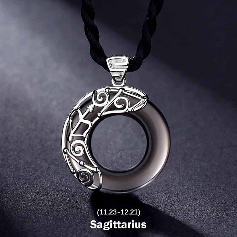 Collar con colgante redondo de bendición de obsidiana de hielo, 12 constelaciones del zodíaco , Buddha Stones - Sagitario - image 9
