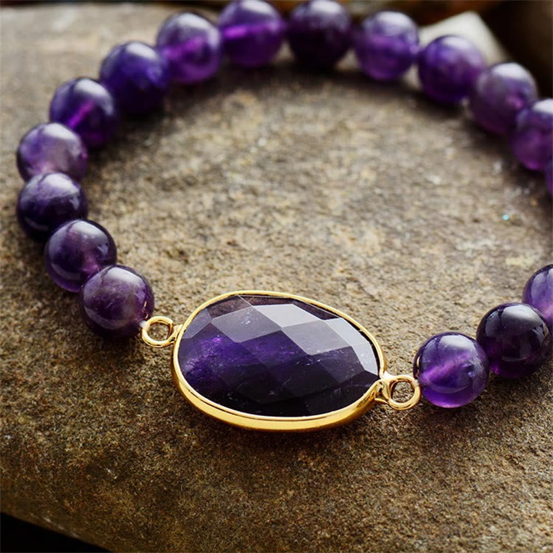 Pulsera con patrón de marquesa de equilibrio de cristal de amatista natural con Buddha Stones