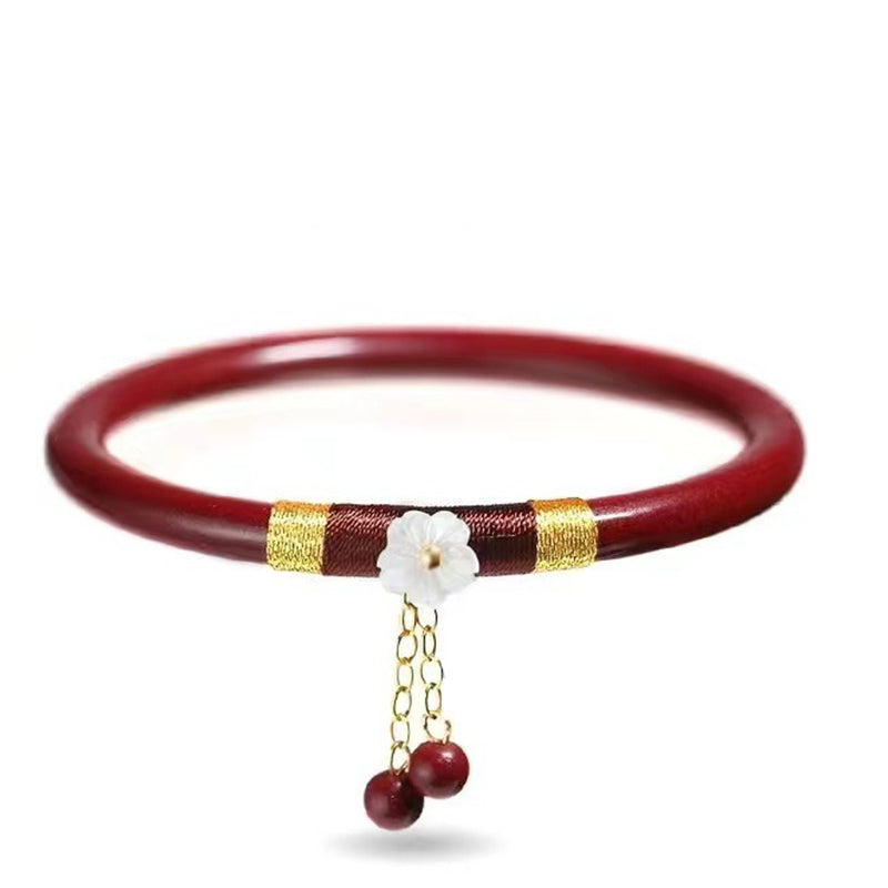 Pulsera con dijes de bendición de flores de cinabrio, 2 uds., Buddha Stones