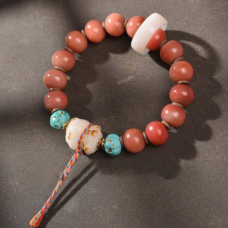 Pulsera de la suerte con abalorio de semilla Bodhi, cuentas Dzi de hueso de camello Natural tibetano, Buddha Stones