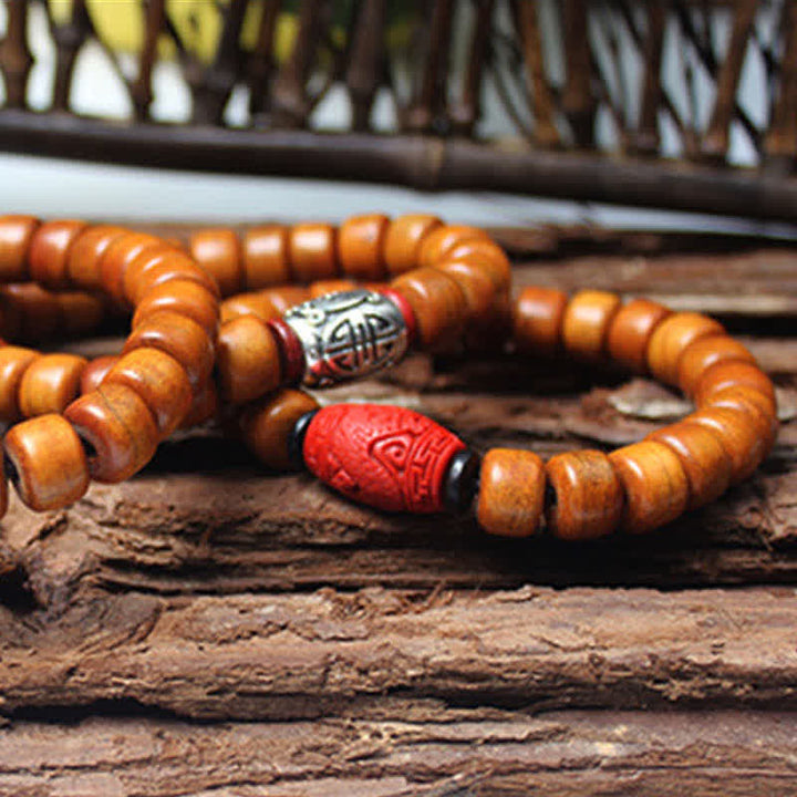 Pulsera de fuerza Om Mani Padme Hum con cuentas de hueso tibetano de piedras de Buddha Stones