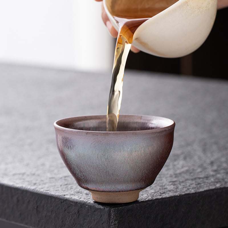 Taza de té de porcelana Jianzhan de oro rosa chino con Buddha Stones , taza de té de Kung Fu