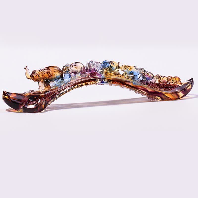 Decoración del hogar hecha a mano de Liuli Crystal Ruyi Elephant Art Piece con base de cristal - image 9