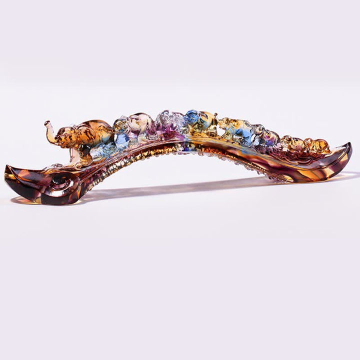 Decoración del hogar hecha a mano de Liuli Crystal Ruyi Elephant Art Piece con base de cristal - image 9