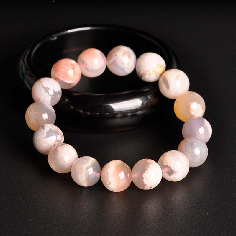 Pulsera de bendición de la paz con ágata Sakura y Buddha Stones