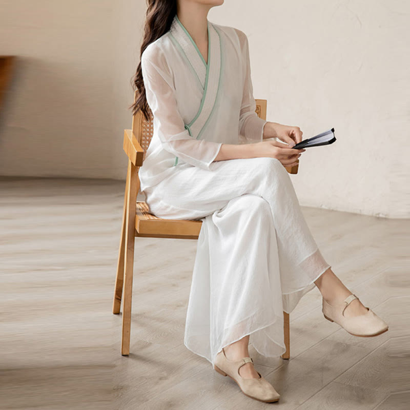 Conjunto de ropa de gasa para mujer, ropa de práctica de meditación espiritual Zen, Buddha Stones, oración Retro