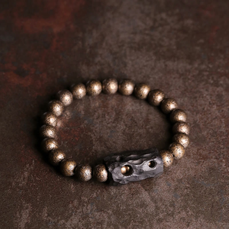 Pulsera con cuentas de equilibrio de la paz, cobre, madera de ébano del Tíbet, Buddha Stones