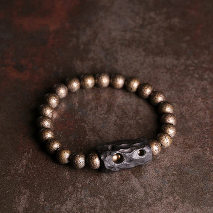Pulsera con cuentas de equilibrio de la paz, cobre, madera de ébano del Tíbet, Buddha Stones