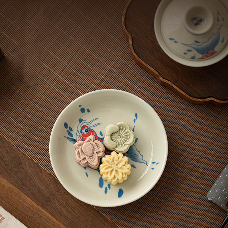 Buddha Stones Koi Arowana cerámica Gaiwan Sancai taza de té Kung Fu con tapa 130ml