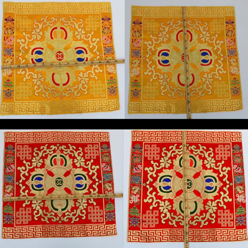 Tapete para altar de oración con nudo sin fin, tapete para meditación curativa, 8 símbolos auspiciosos, camino de mesa