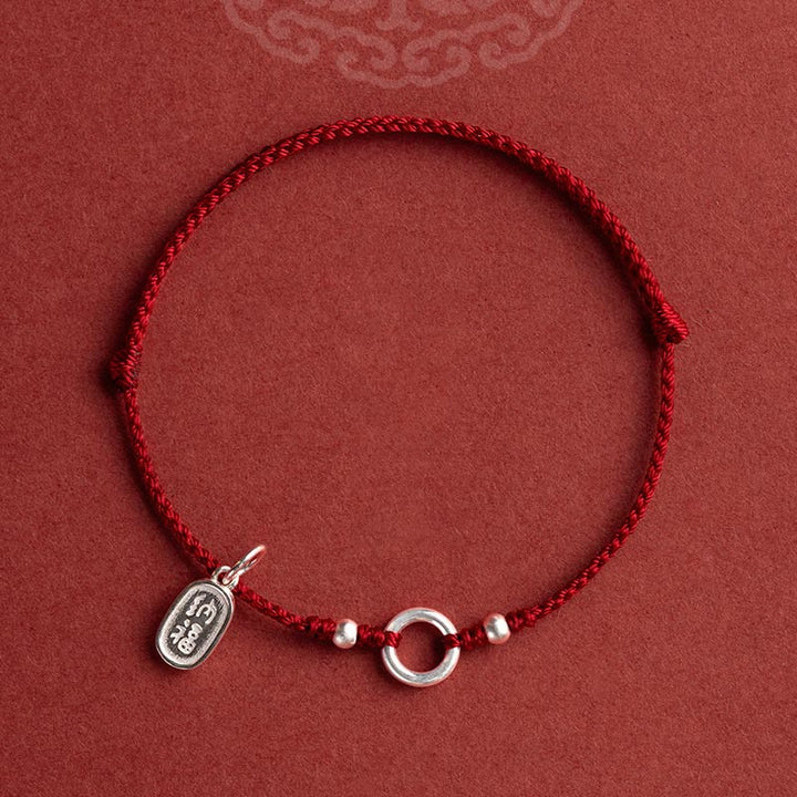Pulsera de hilo rojo con hebilla de loto, paz, alegría, suerte, fortuna, plata de ley 925 , Buddha Stones - image 2