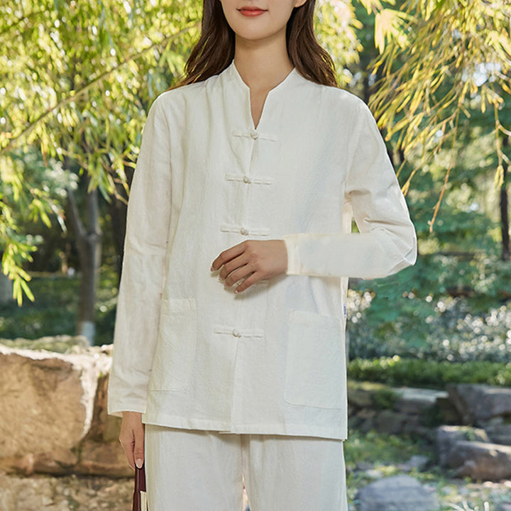 Conjunto de ropa de lino y algodón para mujer, uniforme de oración, meditación, Yoga, práctica Zen espiritual , Buddha Stones - Blanco - US18, UK/AU22, EU50 (6XL) - image 14