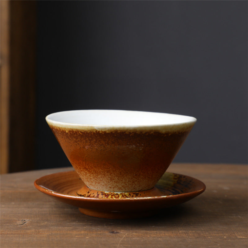 Taza de café de cerámica con diseño de planeta de Buddha Stones, taza de café y té de cerámica rugosa con platillo