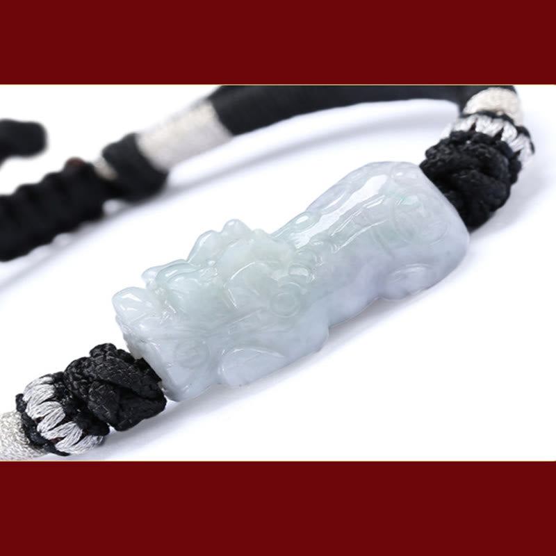 Pulsera de cuerda trenzada de Buddha Stones hecha a mano de Jade Natural PiXiu suerte prosperidad
