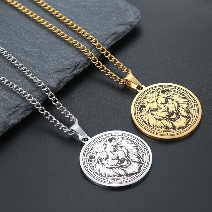 Colgante de protección de collar de cadena de acero de titanio animal con Buddha Stones