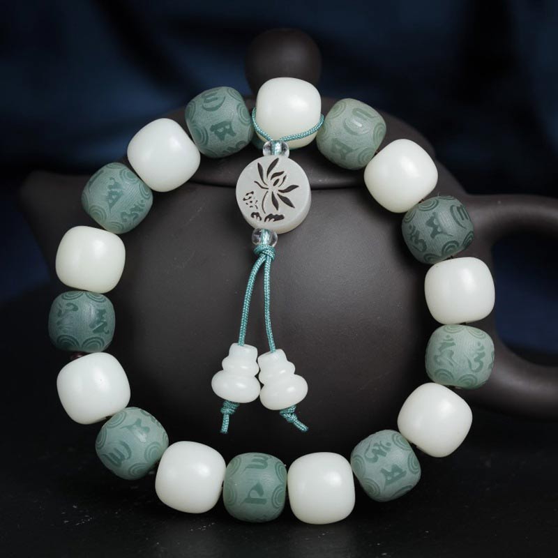 Pulsera de protección de seis palabras verdaderas Bodhi blanco con Buddha Stones