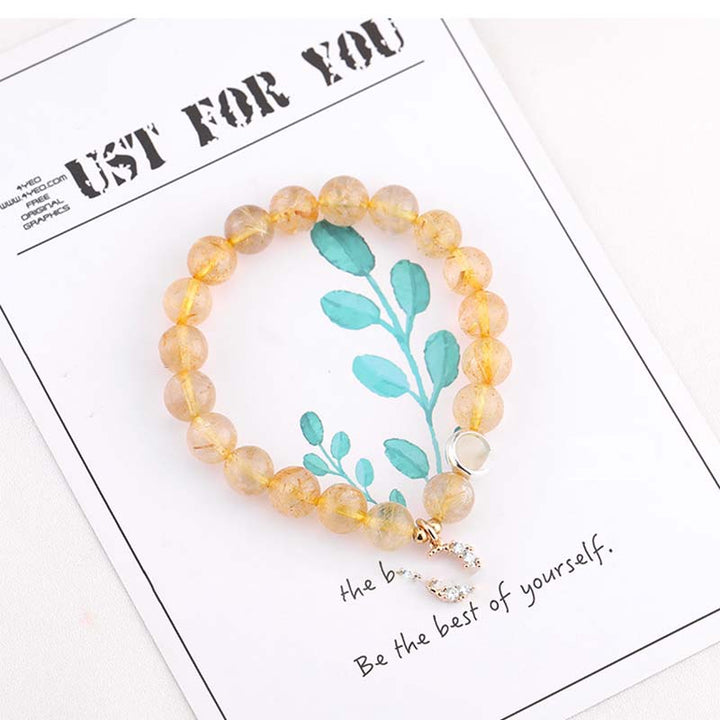 Pulsera con dije de luna y protección de la suerte de citrino