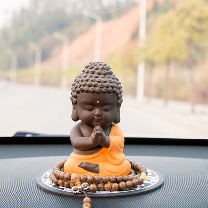 Buddha Stones Pequeño Buda Serenidad Arcilla Púrpura Decoración de Escritorio para el Hogar - image 18