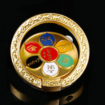 Soporte de anillo para teléfono tibetano Om Mani Padme Hum Peace, decoraciones universales para teléfono - Mantra multicolor de seis caracteres - image 28