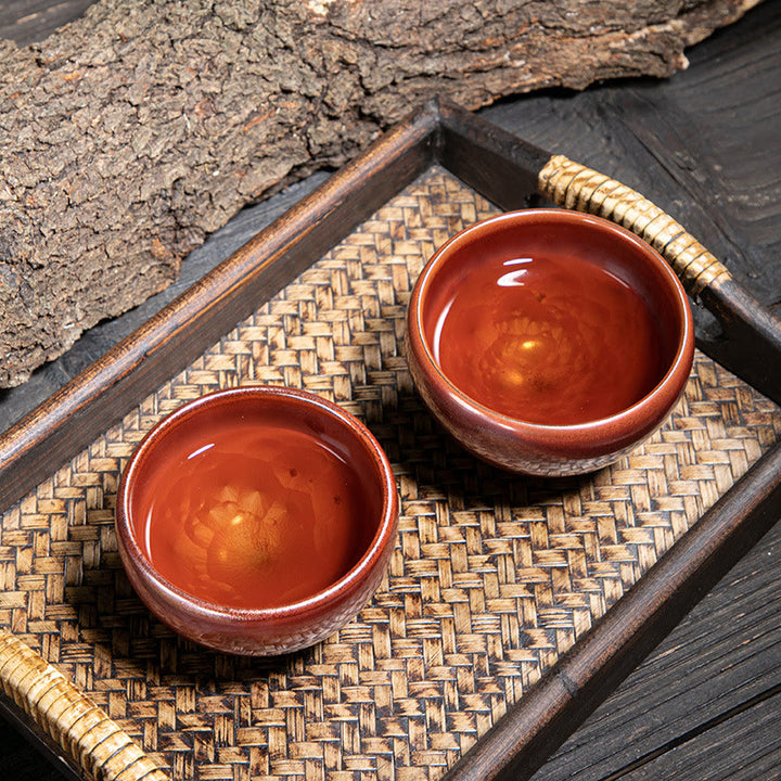 Taza de té de cerámica con diseño de loto Jianzhan chino hecho a mano con Buddha Stones , taza de té de Kung Fu
