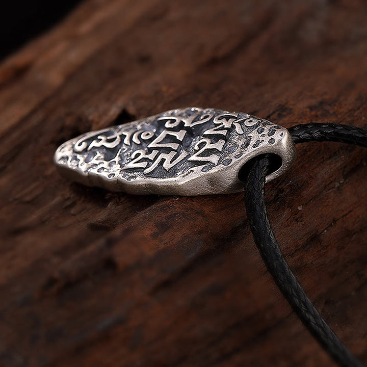 Colgante de plata de ley 925 tibetana con Buddha Stones Om Mani Padme Hum Dorje Vajra, colgante de fuerza grabado - image 5