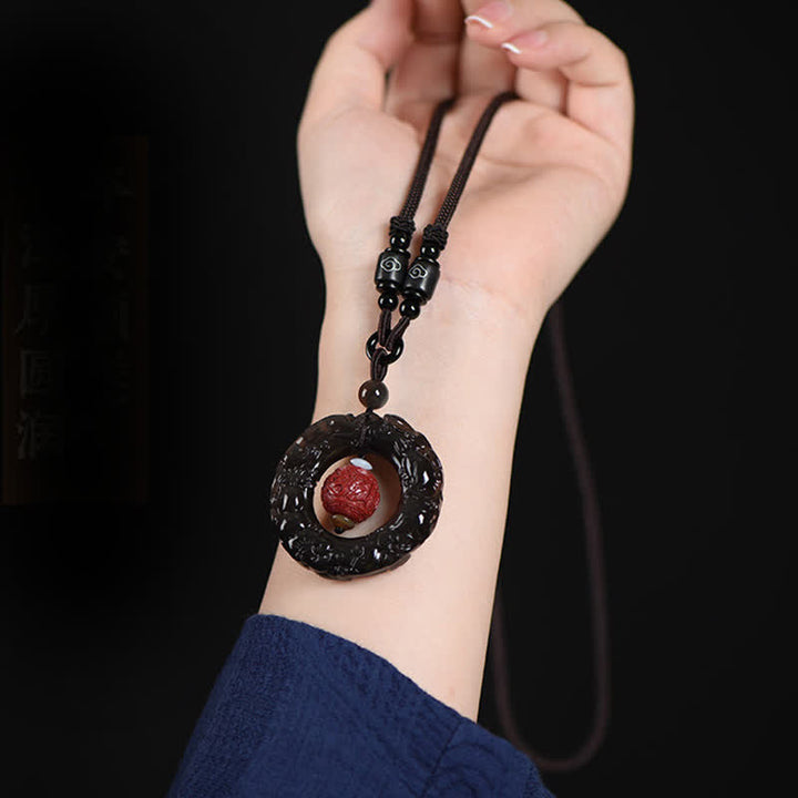 Colgante de collar curativo de cinabrio PiXiu de obsidiana arcoíris Natural FengShui de Buddha Stones - image 2