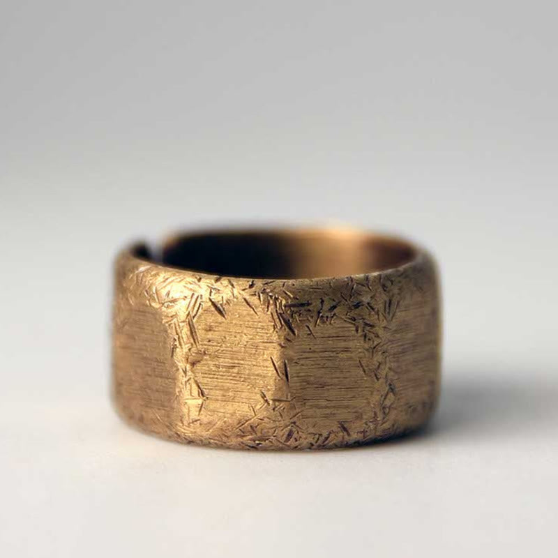 Anillo de riqueza esmerilado de latón y cobre de diseño simple tibetano - image 11