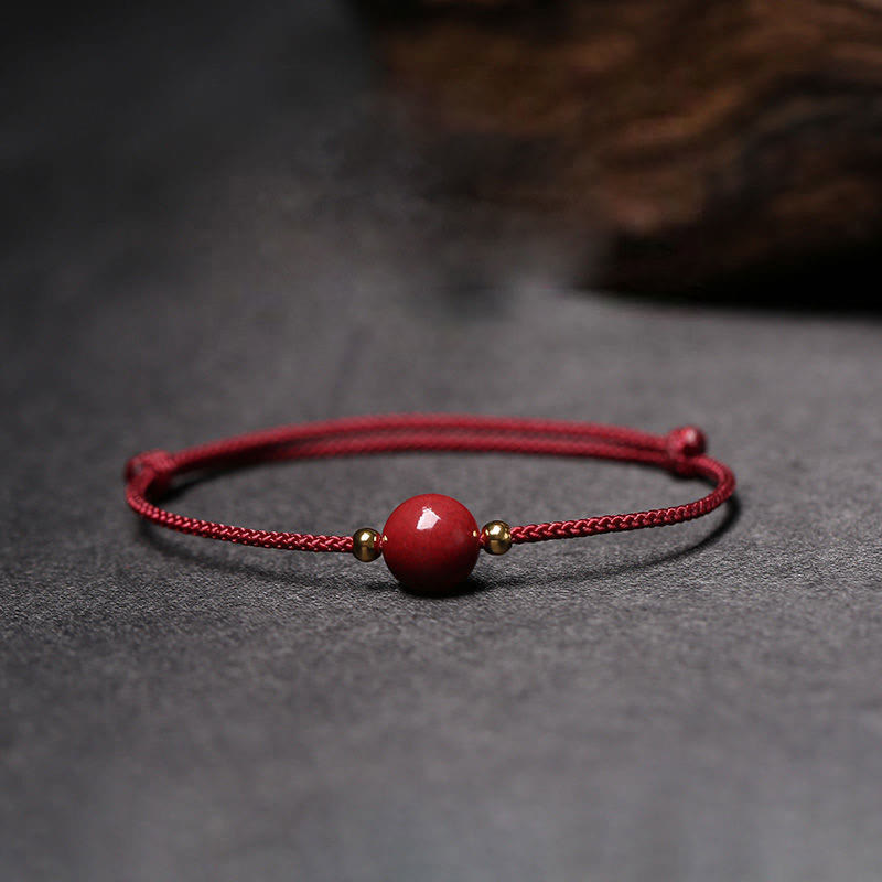 Pulsera tobillera con cuentas de cinabrio de la suerte naturales con Buddha Stones