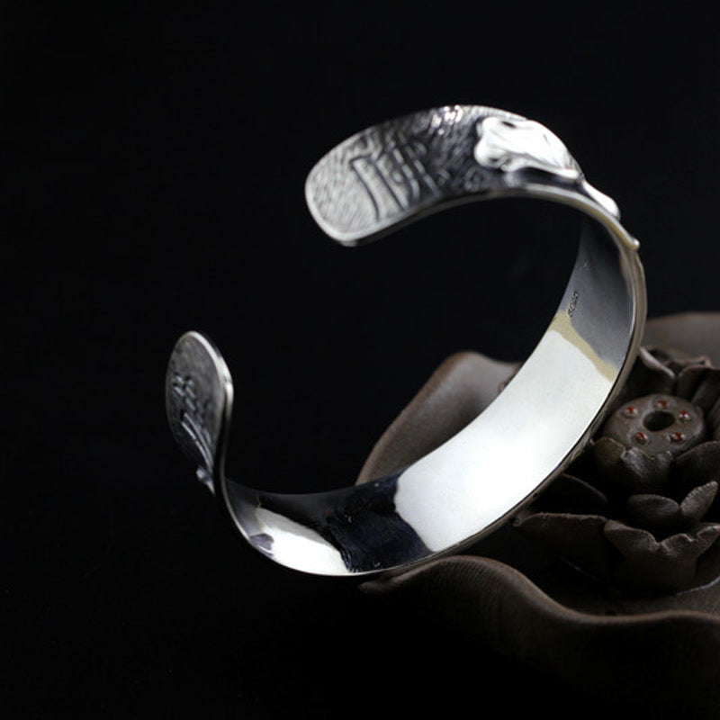 Pulsera ajustable con diseño de flor de loto de plata de ley 925 con Buddha Stones