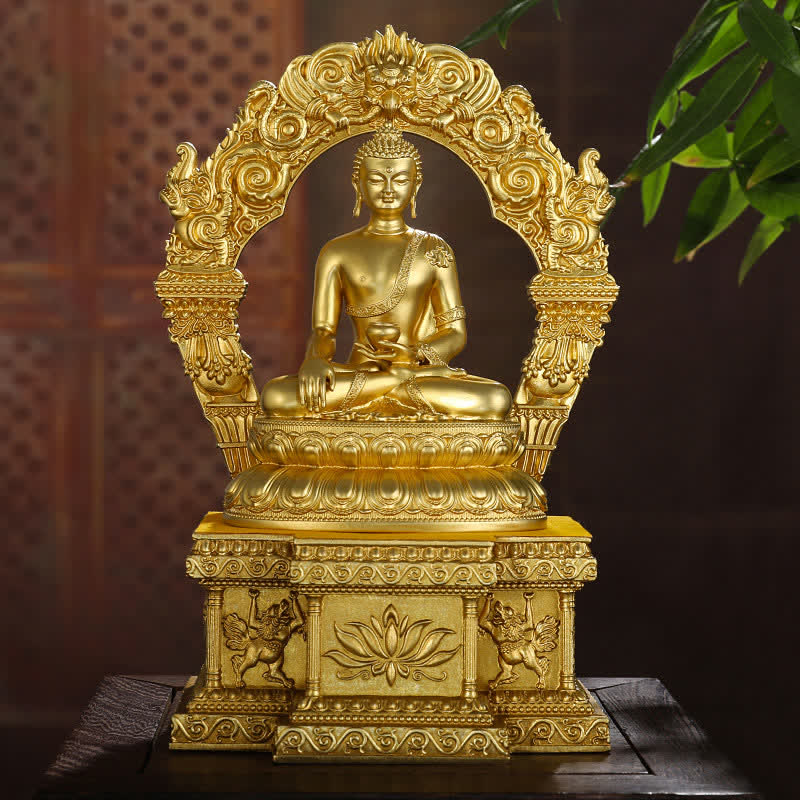 Figura de Buda medicinal Shakyamuni Amitabha, estatua de cobre de serenidad, decoración del hogar - image 5