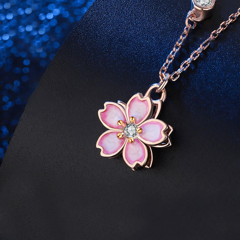 Colgante de plata de ley 925 con Buddha Stones , flor de cerezo, protección giratoria