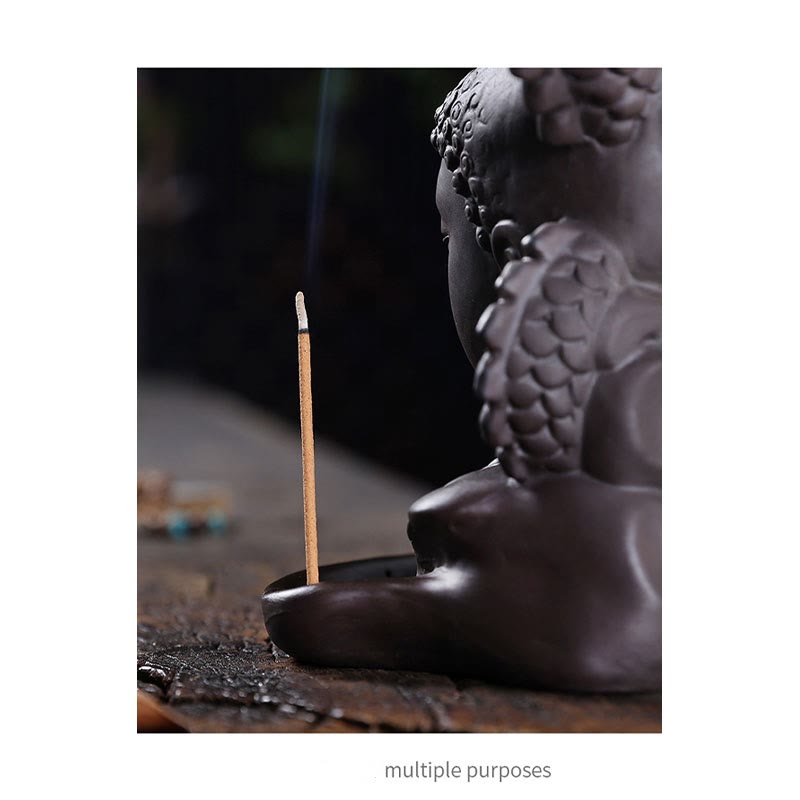 Buddha Stones, dragón, Buda, nubes propicias, arcilla púrpura, decoración de quemador de incienso curativo